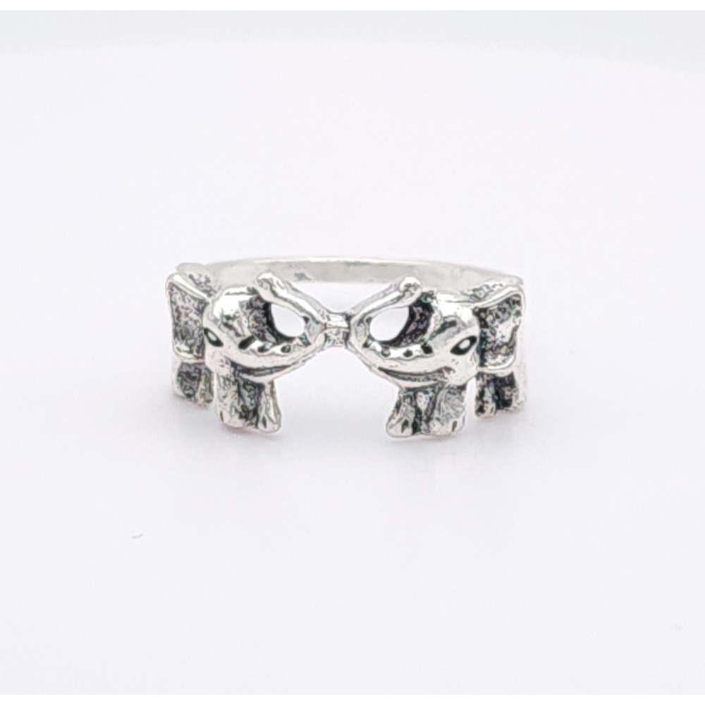 Silver Elephant Wrap Ring Size 7 Animal Band Statement